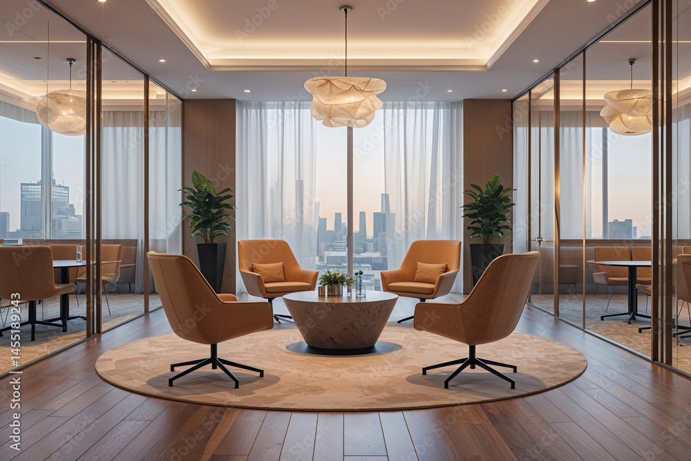 Poster ethereal networking suite featuring soft diffusion for a calm professional environment