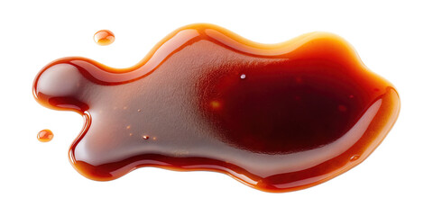 A delicious splash of rich brown sauce or gravy isolated on transparent background showing texture...