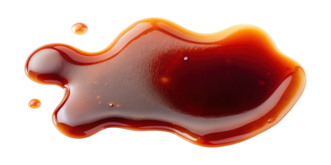 A delicious splash of rich brown sauce or gravy isolated on transparent background showing texture and glossy surface