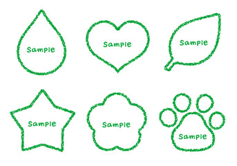 手描きのクレヨン素材　いろいろな形のフレームセット