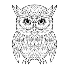 owl on a white background. vector illustration. coloring page