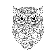 owl face. mandala style. illustration. coloring page for adult