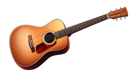 Fototapeta premium Acoustic Guitar, Sunset Orange, Musical Instrument, Stringed, Wooden