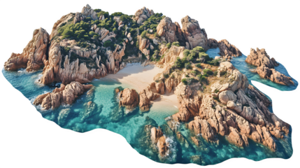 Secluded Cove Beach Paradise: Stunning Aerial View of Rocky Coastline and Turquoise Waters