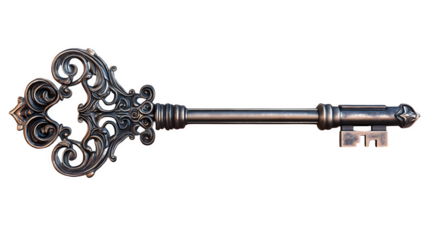 Antique Ornate Skeleton Key Design Element Perfect for Vintage Projects and Decorative Purposes