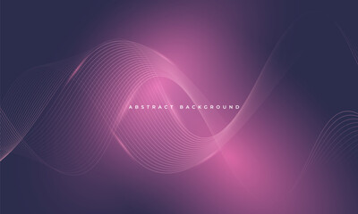 Abstract dark purple and pink vector background with glowing striped wavy lines.