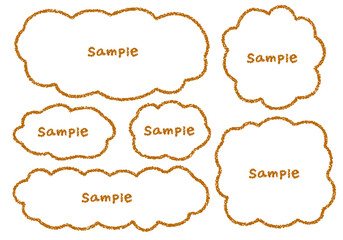 手描きのクレヨン素材　ラフな形のフレームセット