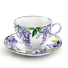 Vintage tea cup on a white background.