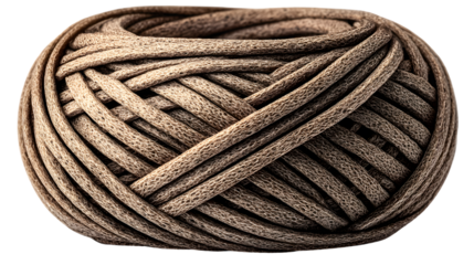 Closeup of a ball of woven cord textured fibers intricate design