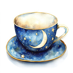 Vintage tea cup on a white background.