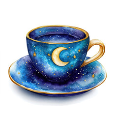 Vintage tea cup on a white background.