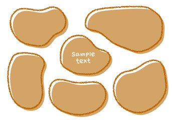 手描きのクレヨン素材　ラフな形のフレームセット