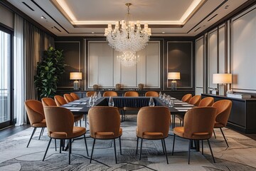 Stylish Conference Venue Featuring Chic Furniture and Luxury Aesthetic