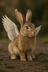 Fototapeta premium white rabbit in the grass