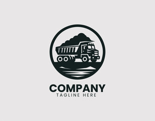 Fototapeta premium Bold dump truck vector logo design. Modern illustration with clean geometric shapes.