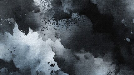 Dramatic deep black watercolor background texture