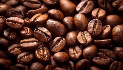 Fototapeta premium close up of dark roasted coffee beans rich aroma and flavor