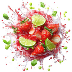 Strawberry Limeade Splash Isolated on Transparent Background