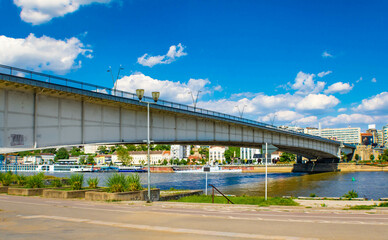 Branko's Bridge, the second-largest bridge of Belgrade, Serbia, connecting the city center with New Belgrade across the Sava river