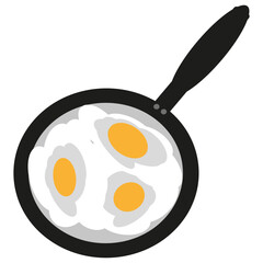 Frying pan icon. Cooked egg symbol. Breakfast food vector. Hot skillet image.