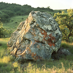 Ancient Geological Marvel in Sunlit Valley: A Study of Time and Nature in Stone Formations