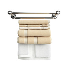 Stacked towels on a chrome rack