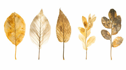 Eco print from leaves. set with stamp leaves. [Gilded Mechanica] | Gasket Garden | sealed flora. Illustration