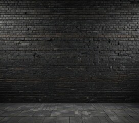 Fototapeta premium Black grunge brick wall, textured mortar, bleak atmosphere , shadow, dark