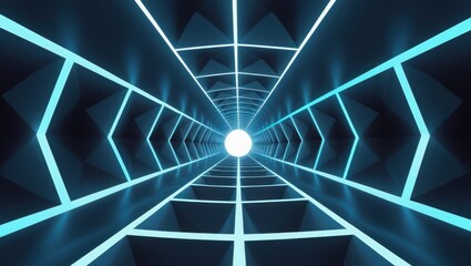 Futuristic tunnel with glowing lines