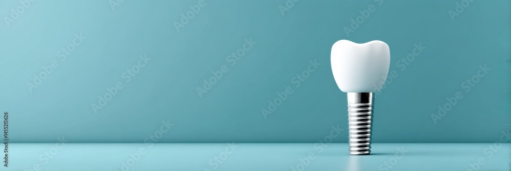 Aufkleber Clean Tooth Implant on Minimal Backdrop With Ample Copy Space for Dental Marketing or Informational Content Generative AI
