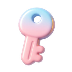 A sweet, bubbly key design rendered with a gradient blend of pastel pink and blue colors.