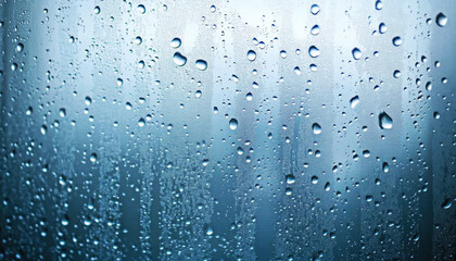 Delicate droplets of water cling to a glass surface, creating a mesmerizing pattern.