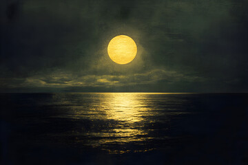 Moonlit Elegance: A Golden Nightscape Where Shadows Dance in Celestial Harmony