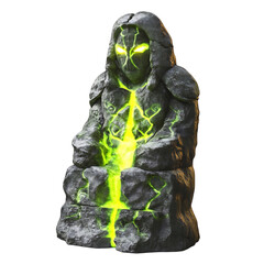 A Glowing Anime Stone Statue with Ancient Po Isolated on Transparent Background