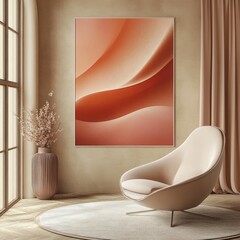 Sophisticated interior design featuring an abstract art piece.