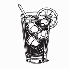 Glass of Ice Tea with Lemon Image vector isolated on White Background.