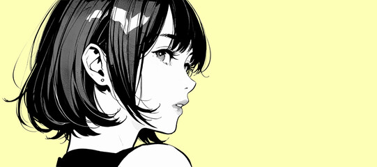Fototapeta premium 髪の短い振り返り美人