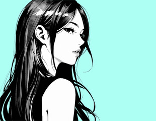 髪の毛の長い振り返り美人 © EFFECT GARDEN