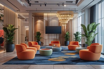 Innovative 3D Visuals for Trendy Seminar and Networking Spaces in Event Design