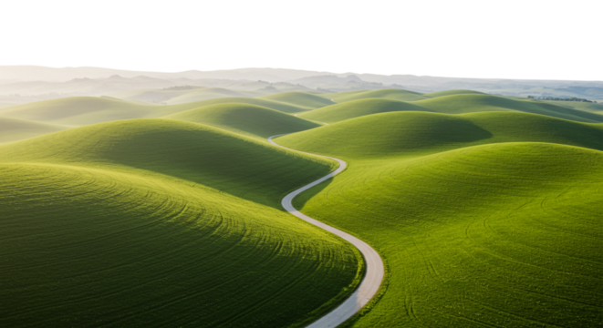 Scenic Green Hills Landscape with Winding Road - Powered by Adobe
