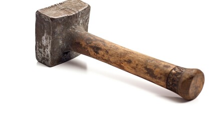 Antique metal hammer with wooden handle