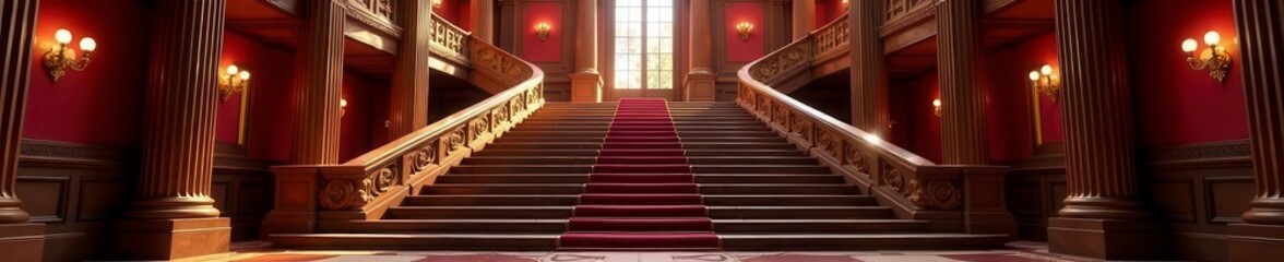 Imposing staircase, richly decorated, in a governmental palace , stone, political