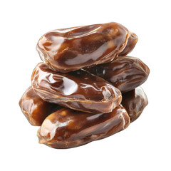 Stacked fresh dates isolated on white background close up detail