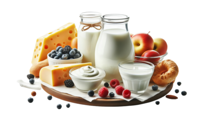 Fresh Milk and Eggs Isolated on White Background