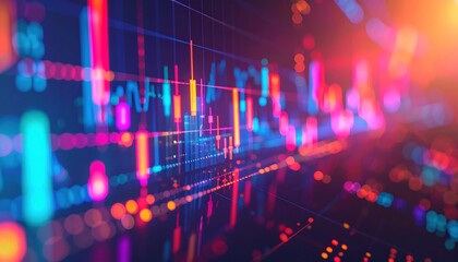 Fototapeta premium High resolution digital art of multiple stock charts stacked on top of each other