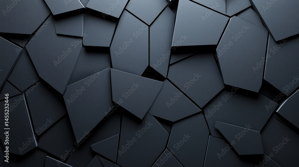 Poster a realistic 4k 3d background shows a side angle view of an abstract polygon pattern with fragmented 