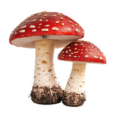 Obraz premium Two vibrant red and white mushrooms