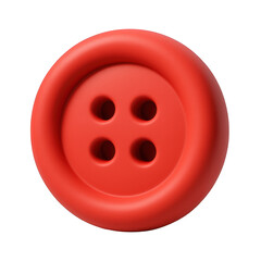 Fototapeta premium A classic red sewing fastener with four holes, featuring a smooth domed surface and rounded rim for apparel.