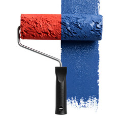 Obraz premium modern paint roller with two-tone color stripe red and blue 