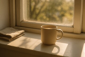 Cozy Morning Sunlit Coffee Mug at Home